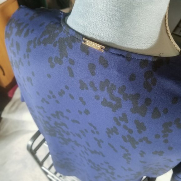 Ivanka Trump Blue & Black Spotted Blouse - Picture 5 of 8